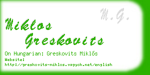 miklos greskovits business card